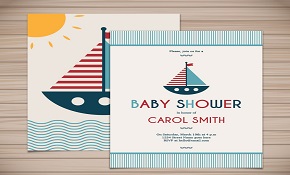 Lovely sailing baby party card vect